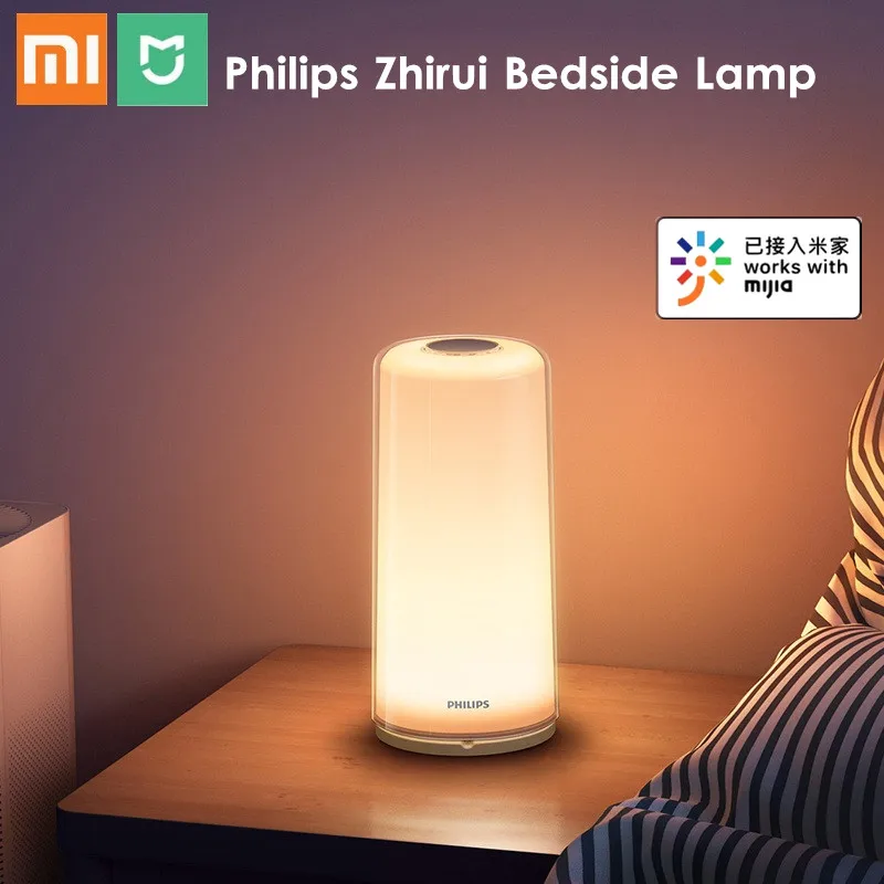 

Xiaomi Mijia Philips Zhirui Smart Bedside Lamp RGBW Mi Home APP Remote Control 100 - 240V Stepless Dimming Smart Night Light