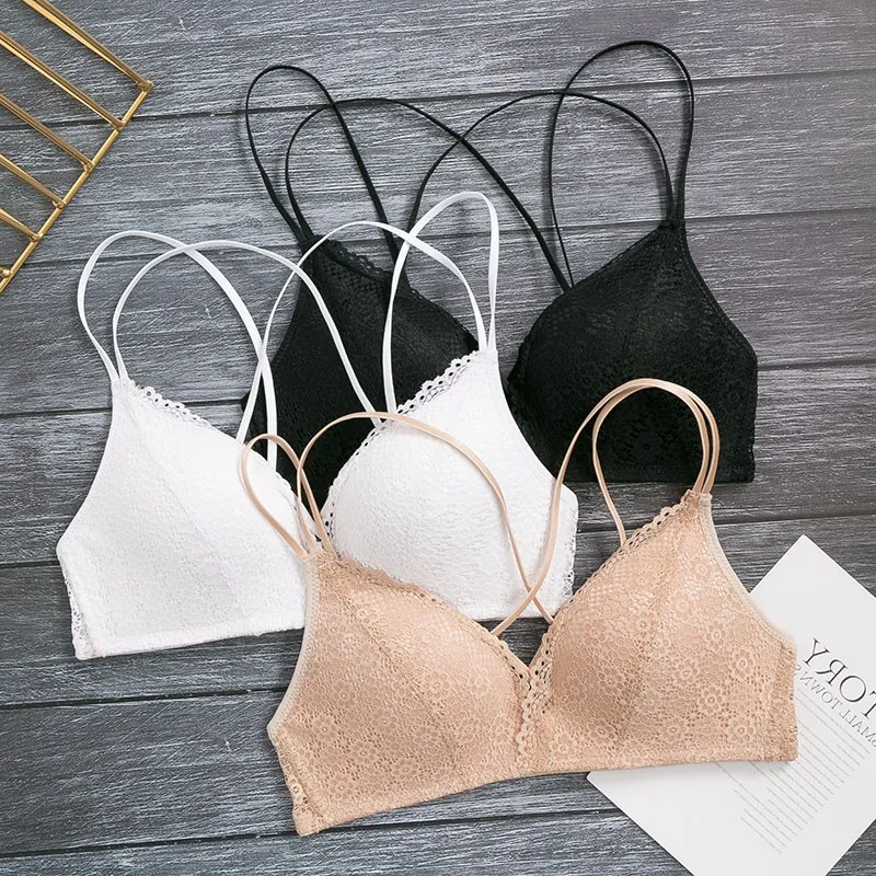 

GUMPRUN Solid Color Wireless Comfort Soft Bra Bralette Sexy Lingerie Seamless Lace Push Up Bras Backless Women Soutien gorge