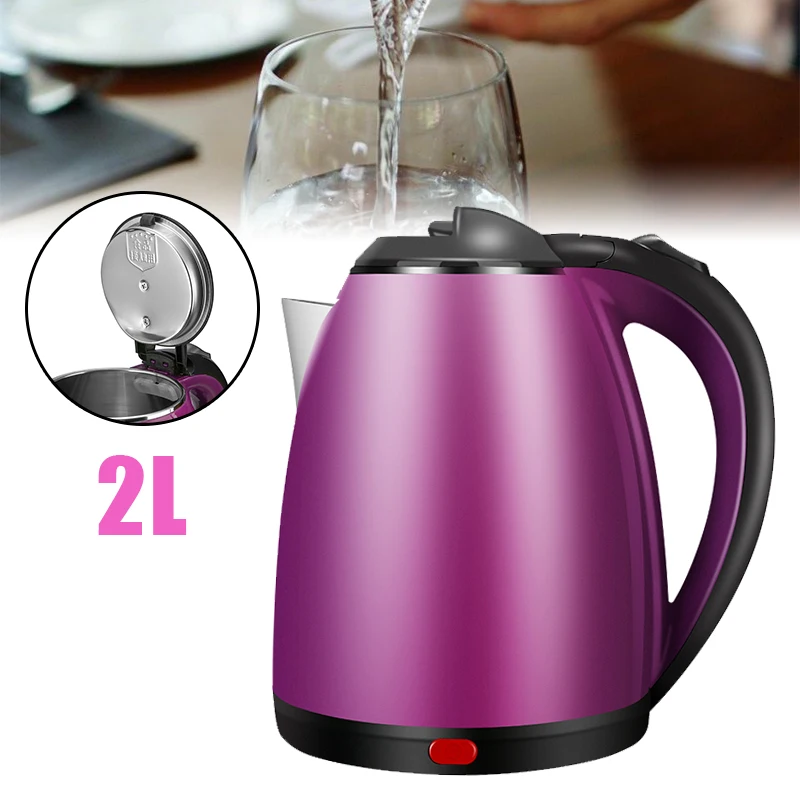 

2L Fast Boiling Electric Kettle Stainless Steel Water Jug Pot Purple For Home Kitchen Automatic Shut Off Boil Dry Protection