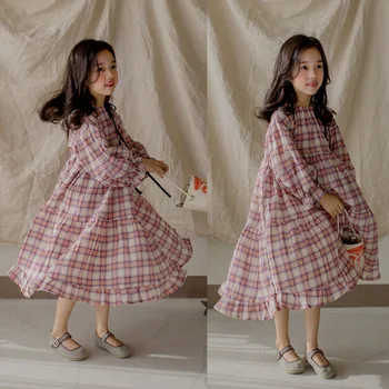 

2019 new Korean children's wear dresses loose Mother and Daughter Plaid Dressses Parent-child Dress Matching Outfits Girl Femme