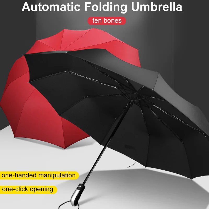 Dustproof Protective Garden 3 Folding Rain Umbrellas Rainy Day Sunshine Anti-UV Umbrella Waterproof 10 Bones Large Sunshade