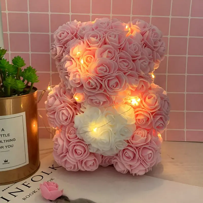 Romantic PE Rose Bear Artificial Rose Decorations Cute Girlfriend Gift Mother\'s day Valentine\'s Day gift Wedding Decoration#3