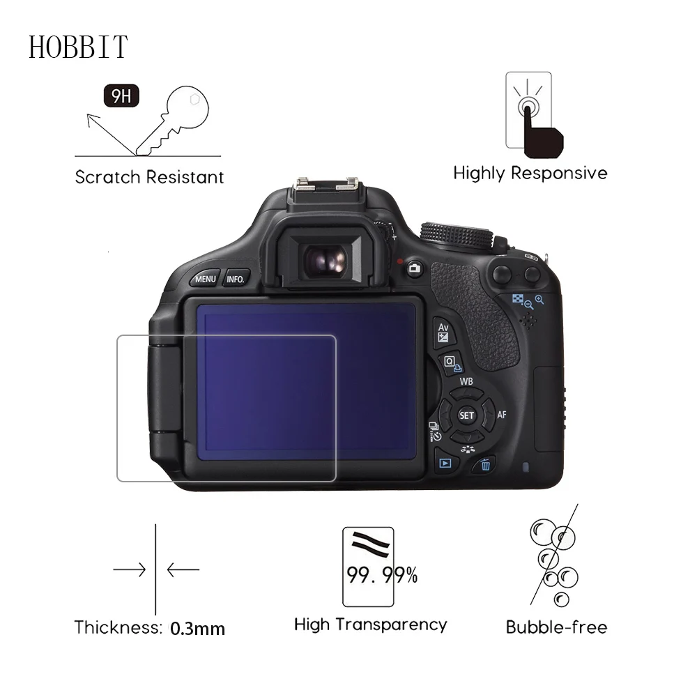2 упаковки для Canon EOS Kiss 5 Eos 600D 0,3 мм 2.5D 9H прозрачная защитная пленка из закаленного стекла для цифровой камеры с защитой от царапин