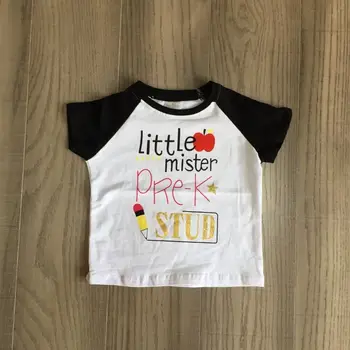 

baby kids T-shirt pre school shirt white little mister shirt children's cute short sleeve shirts
