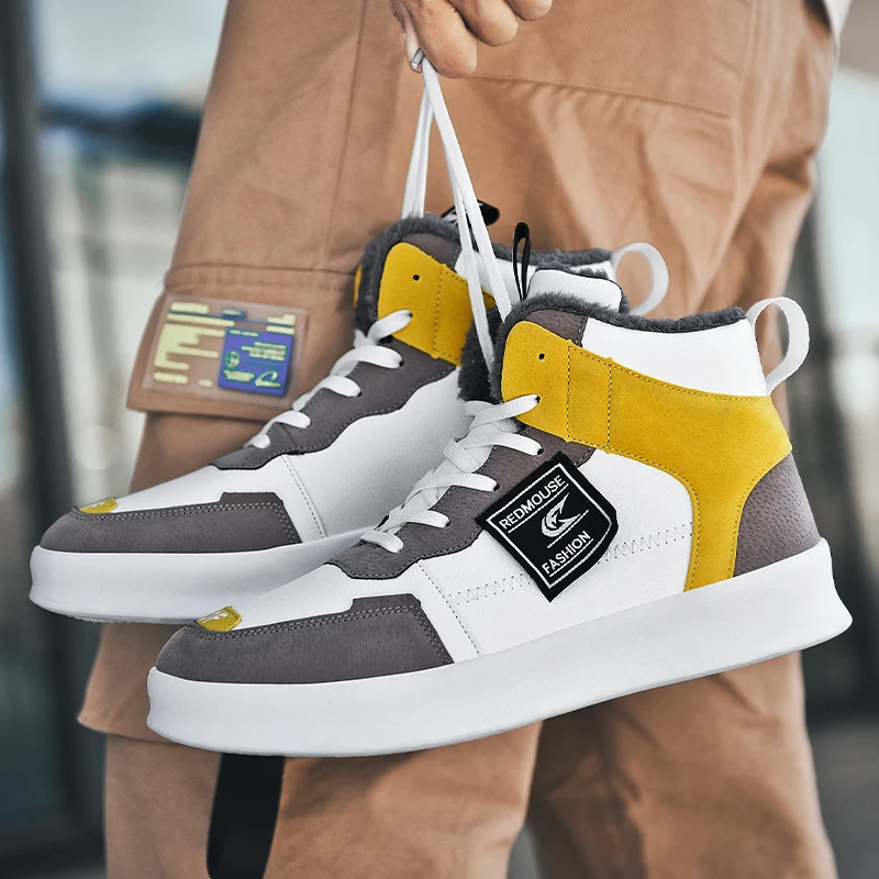 Модная мужская зимняя хлопковая обувь; мужская повседневная обувь; Zapatos De Hombre; мужские высокие кроссовки; мужская обувь на плоской подошве; уличная спортивная обувь