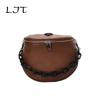 

Leisure Large-capacity Saddle Bag Women 2019 New Fashion Chain Shoulder Messenger Bag Female Quality Pu Leather Semicircle Bag