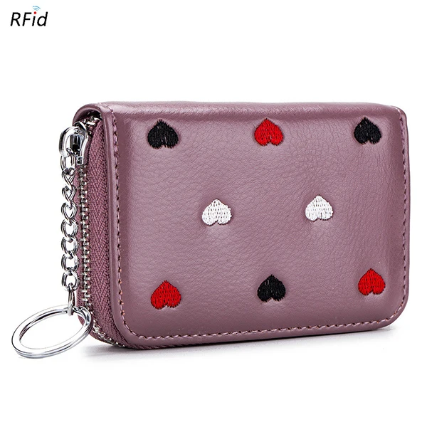 Bisi Goro, натуральная кожа, RFID, organ Card Wallet, сканер, защищенный, SD Держатель для карт, многофункциональный, маленький кошелек для монет на молнии - Цвет: Purple CL-7150