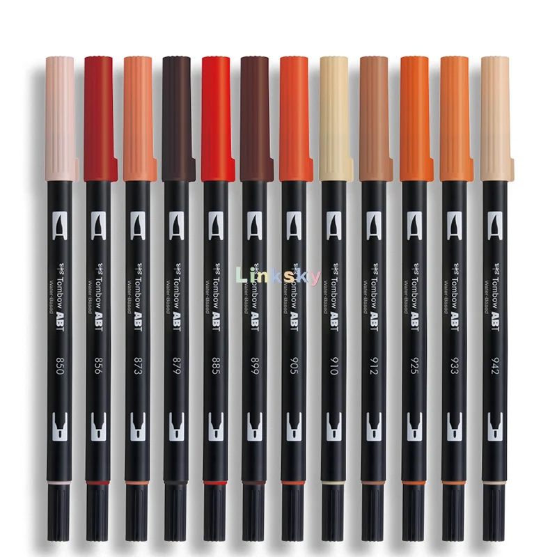 TOMBOW AB-T Art Brush Pen Japanese calligraphy pen Brown Colors Double Heads Profession Water Marker for Painting | Канцтовары для