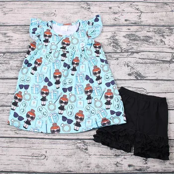 

clothing set girl summer Sunglasses flutter sleeve top shorts baby clothes 2 pieces outfit lovely baby girl toddler clothing set