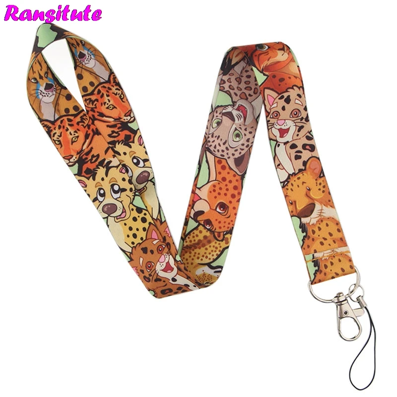Ransitute Leopard key lanyard ID бейдж держатель многофункциональный мобильный телефон ключевой ремень веревка Шейное Украшение мобильного телефона R532