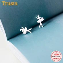 Trusta, 925 Твердые серьги из настоящего стерлингового серебра, симметричные серьги-гвоздики для девушек, для женщин, девушек, девушек, хорошее ювелирное изделие DS38