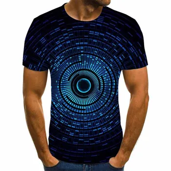 

2020 Cross Border Foreign Trade Hot Selling Men's 3D Printing Geometric 3D Digital Printing Fashion Short Sleeve T-Shirt