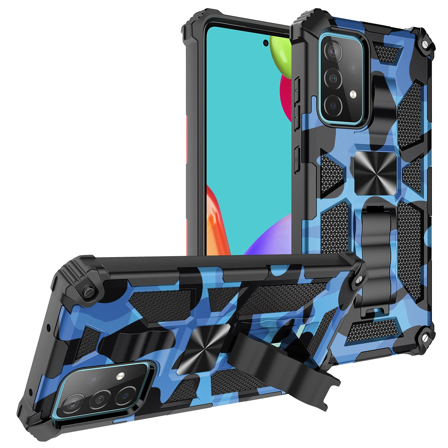 For Samsung Galaxy A71 5G Cases Shockproof Armor Ring Stand Bumper Camouflage Back Cover For Samsung Galaxy A71 4G Phone Case