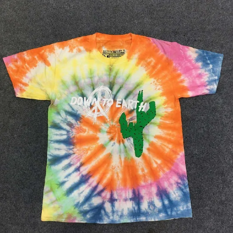 

19SS Cactus Travis Scott Astroworld Sicko Tee T shirt Men Women 1:1 High quality Tie dyeing Hip Hop t-shirts