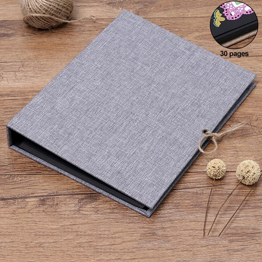 Birthday Handmade Anniversary Travel Linen Journal Loose-Leaf Memory Book Self-adhesive Refillable DIY Scrapbook Photo Album - Цвет: Gray