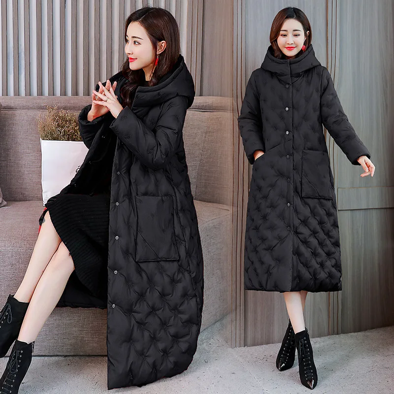 

Winter Slim Fit Thick Cotton-padded Clothes Women's Mid-length 2018 New Style WOMEN'S Dress Korean-style Hooded Slimming down Ja