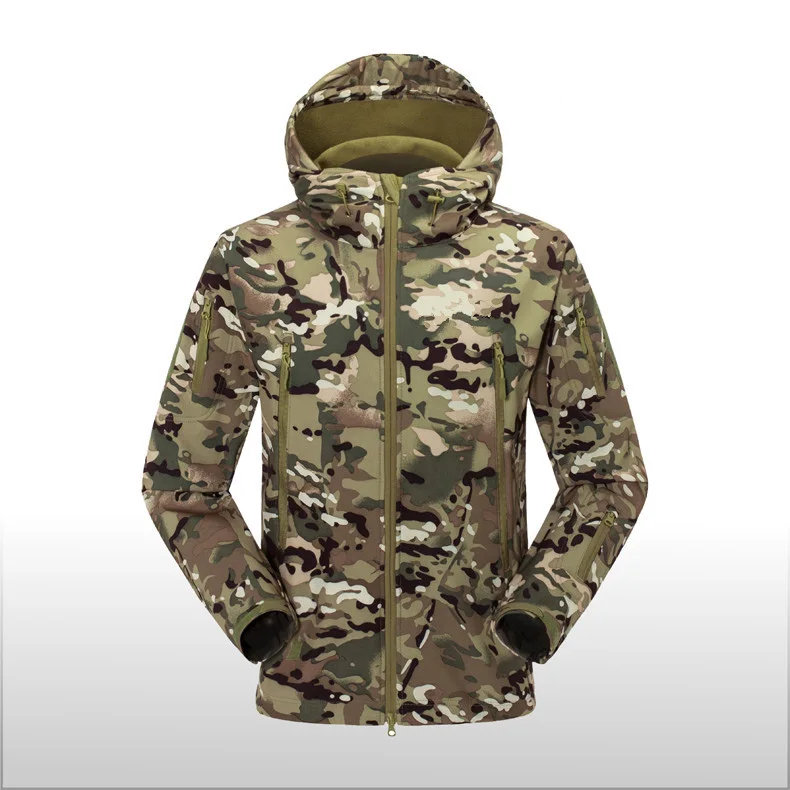 Военная тактическая куртка мужская ветровка куртки армейская камуфляжная куртка и пальто зимняя водонепроницаемая мягкая оболочка охотничья одежда - Цвет: CP