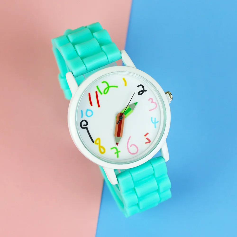 Reloj digital de silicona para niños y niñas, cronógrafo de cuarzo con puntero de lápiz a la moda, combina con todo