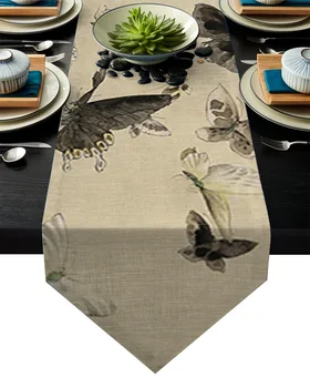 

Rice Paper Ink Butterfly Table Runner Christmas Decorations for Home Table Decorarion