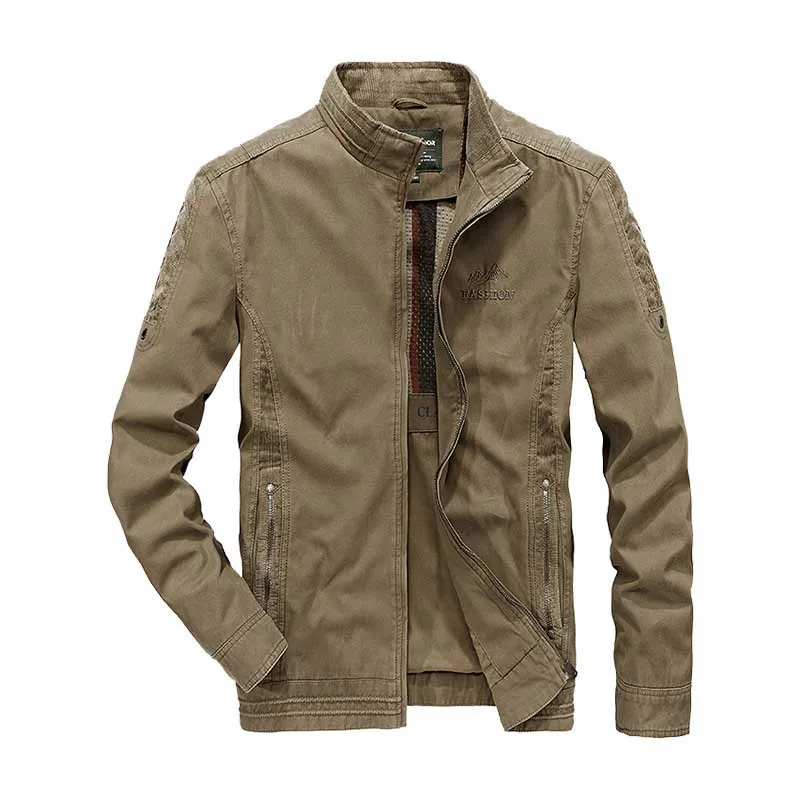Куртки больших размеров для мужчин, повседневная куртка со стоячим воротником в стиле милитари, Мужская ветровка, деловая одежда для отдыха, верхняя одежда, пальто