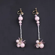 Розовый серьги с цветком и жемчугом комплект аксессуар для невесты Корейский стиль аксессуары свадебная заколка для волос повязка на голову