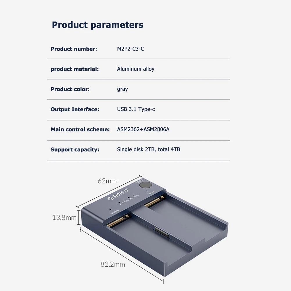 Classic M2P2-C3-C 10Gbps Dual Bay M.2 NVMe SSD Docking Station Dock Offline Clone for Computer PC Desktops Gamers hard disk box HDD Box Enclosures