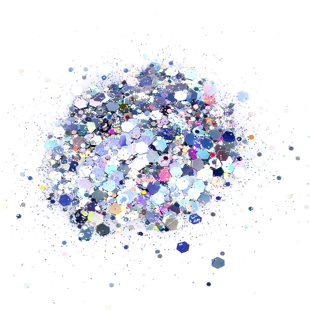 100g Holographic Chunky Glitter, Craft Glitters for Arts & Crafts, Cosmetic  Chunky Mixed Glitter, Body Glitter for Makeup, Face, Hair, Lips, Nails,  Festival (Galaxy Blue)