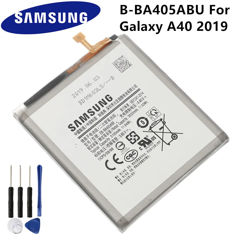 SAMSUNG оригинальный EB-BA405ABE EB-BA405ABU 3100 мА/ч батарея для Galaxy A40 2019 SM-A405FM/DS A405FN/DS GH82-19582A +