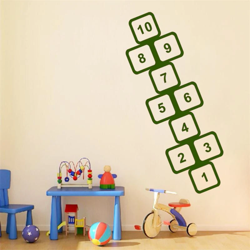 Настенные наклейки для детской комнаты, персонализированные напольные наклейки, семейные игры, детские воспоминания, наклейки, прыжки, Pl - Цвет: Зеленый