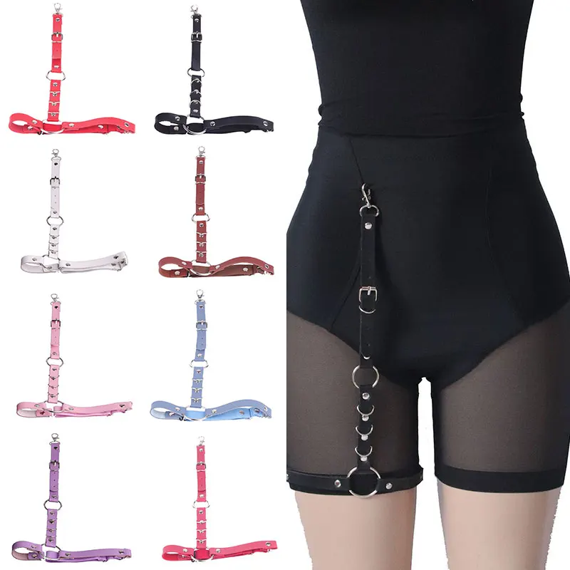 Street Punk Rock Handcrafted Leather Garters Belt Waist Chain Thigh