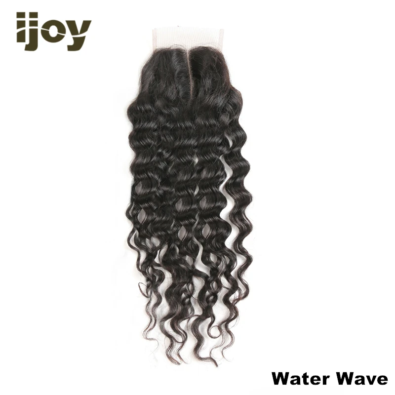 Kinky Curly Hair Closure человеческие волосы для наращивания 4x4 закрытие шнурка натуральный цвет "-20" бразильский кудрявый закрытие Non-Remy IJOY - Цвет: Water Wave