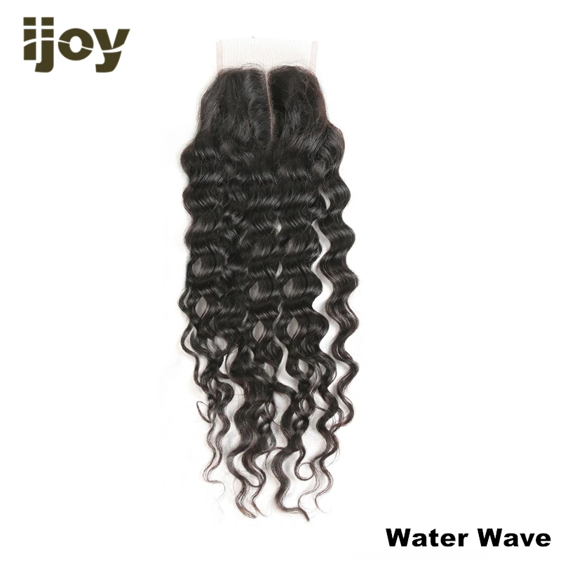 Water Wave Kinky Curly Hair Closure человеческие волосы для наращивания 4x4 закрытие шнурка натуральный цвет "-20" бразильский кудрявый закрытие Non-Remy IJOY - Цвет: Water Wave