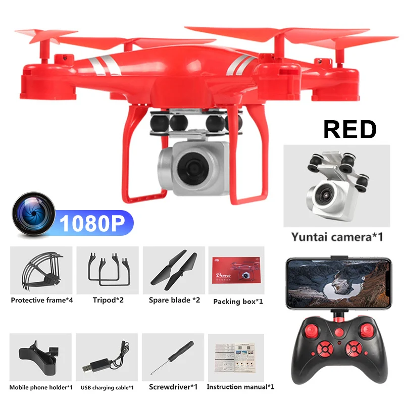 red 1080p KY101D Дрон 4k камера-ручка fpv широкоугольная камера самолет с ДУ вертолет на радиоуправлении с Квадрокоптер с камерой VS XS809 M65 Дрон - Цвет: red 1080p