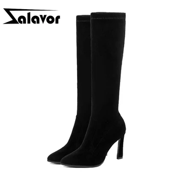 

ZALAVOR 9 Colors New Arrival Women Knee Boots Fashion High Heel Winter Shoes Women Sexy Street Lady Long Footwear Size 34-43