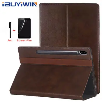 

Case for Samsung Galaxy Tab S6 10.5 T860 T865 SM-T860 SM-T865 10.5" Tablet Smart PU Leather Funda Silicone Cover+Soft Film+Pen