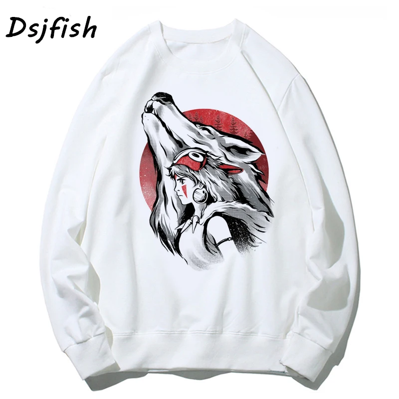 Studio Ghibli толстовки мужские японское аниме Mononoke Wolfs кровные худи для мальчиков