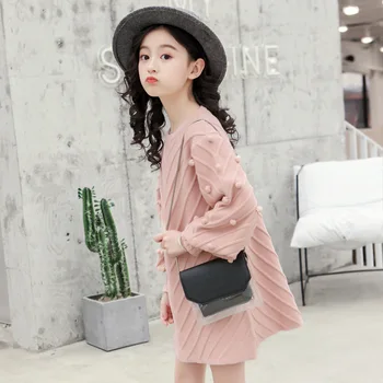 

Elegant Knit Dress for Teen Girl 10 12 14 years Autumn Winter High Quality Sweaters Loose Kids Dresses
