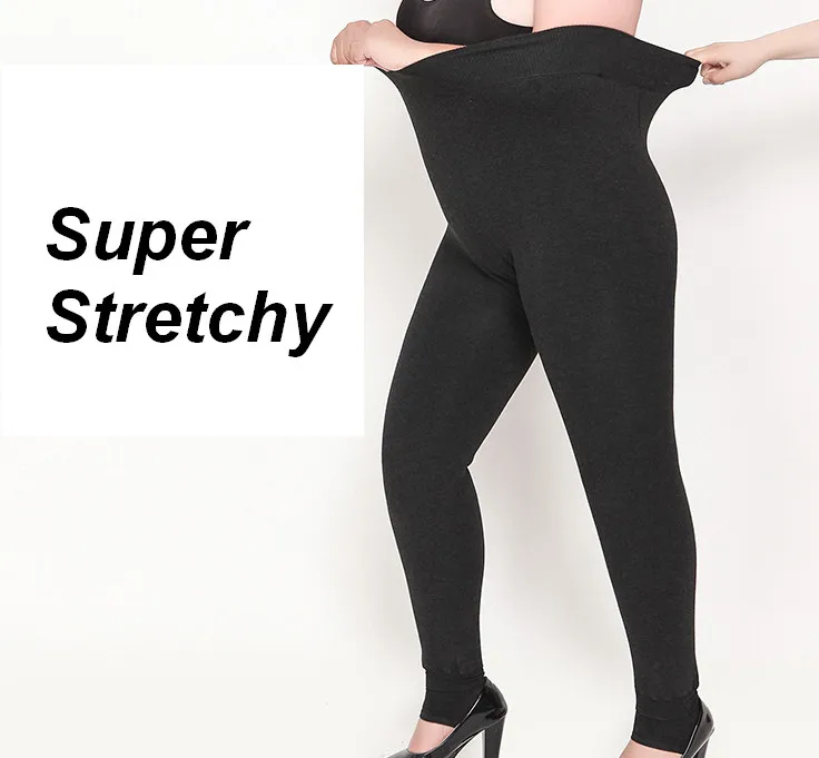 Фото Размера плюс 5XL плотные леггинсы для зимы Супер тянущиеся хорошо эластичные 700 г очень теплые флисовые леггинсы ouc688 №3