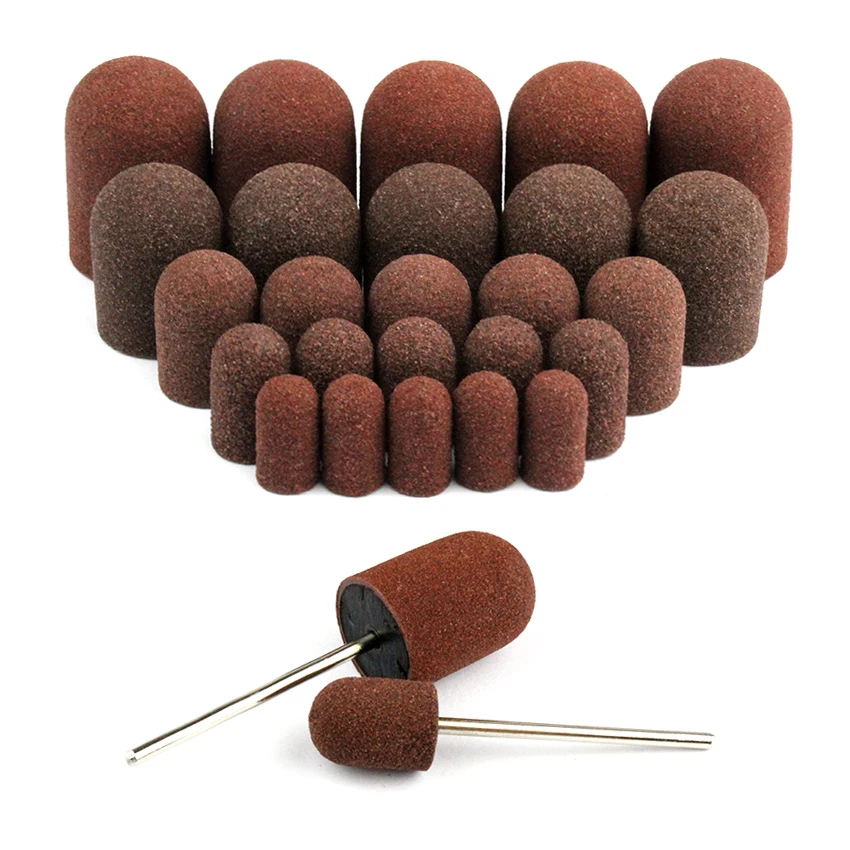 

6Pcs/Set Plastic Base Nail Sanding Caps Rubber Grip Pedicure Polishing Sand Block Electric Drill Accessories Bit Manicure Tools