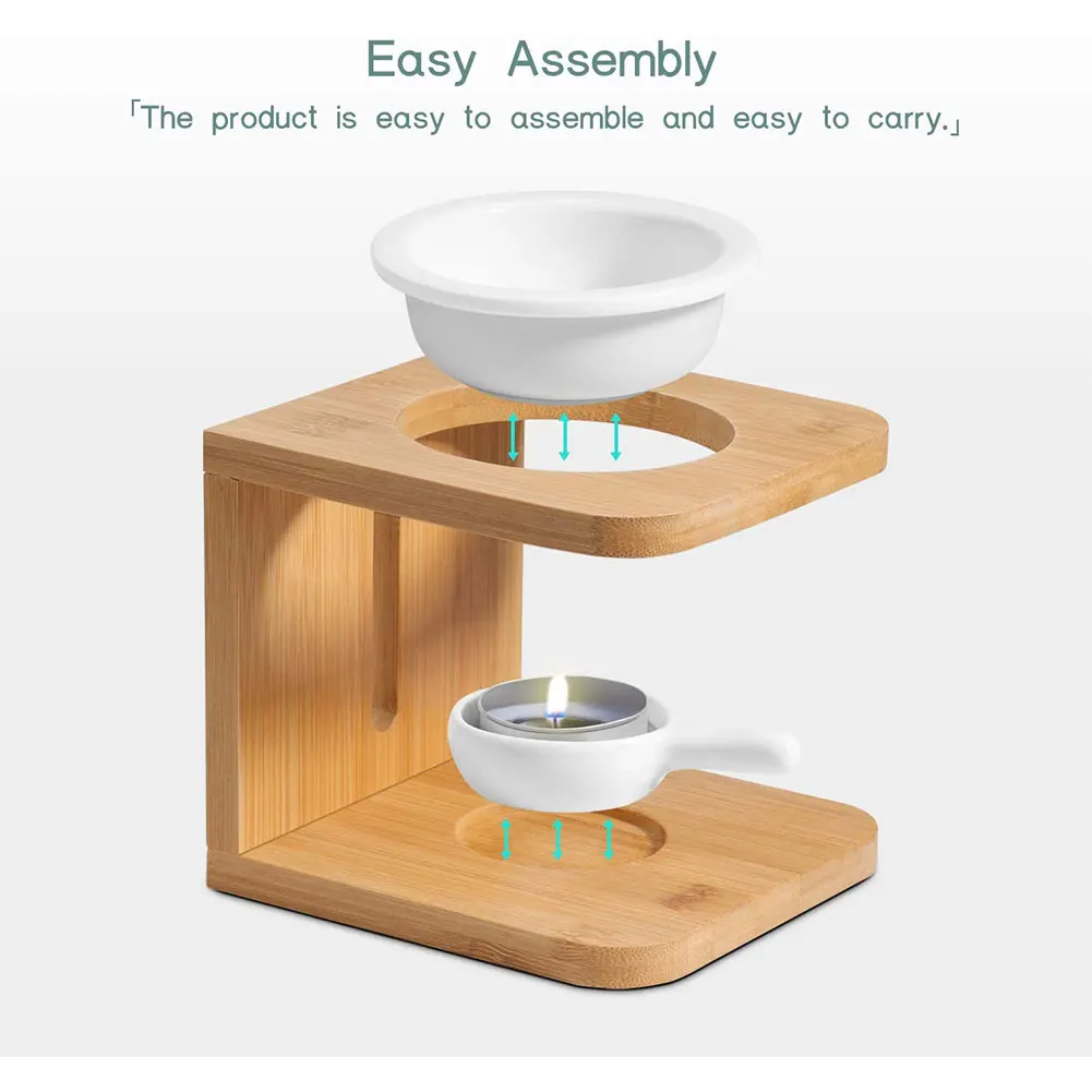 

Faroot Ceramic Aroma Oil Candle Holder Wooden Creative Household Candle Lamp Holder Aromatherapy Burner Home Decoration