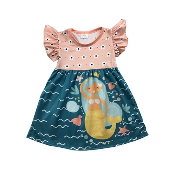 

Girls summer pearl dress mermaid boutique party dresses one piece of animals dress