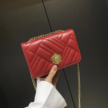 

Advanced Design Women Crossbody Bag Leather Messenger Shoulder Bag Red Chain Casual Girls Design Handbag Purses Pochette Femme