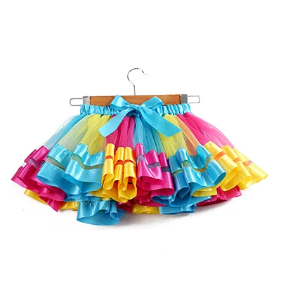 Юбка-пачка для маленьких девочек; фатиновая юбка; Одежда для девочек; юбка-американка; От 3 месяцев до 8 лет мини-юбка принцессы; вечерние юбки радужной расцветки для танцев - Цвет: huanghonglan