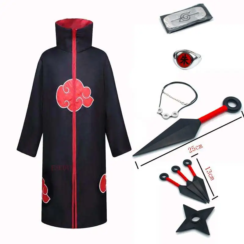 Детские мужские женские косплейные костюмы Sasuke Akatsuki длинный халат накидки