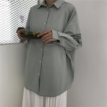 

Blouse Women 2020 Spring Solid Blouse Loose Casual Vacation All-Match Women Tops Shirts Blusas Camisas Mujer 4 Colors