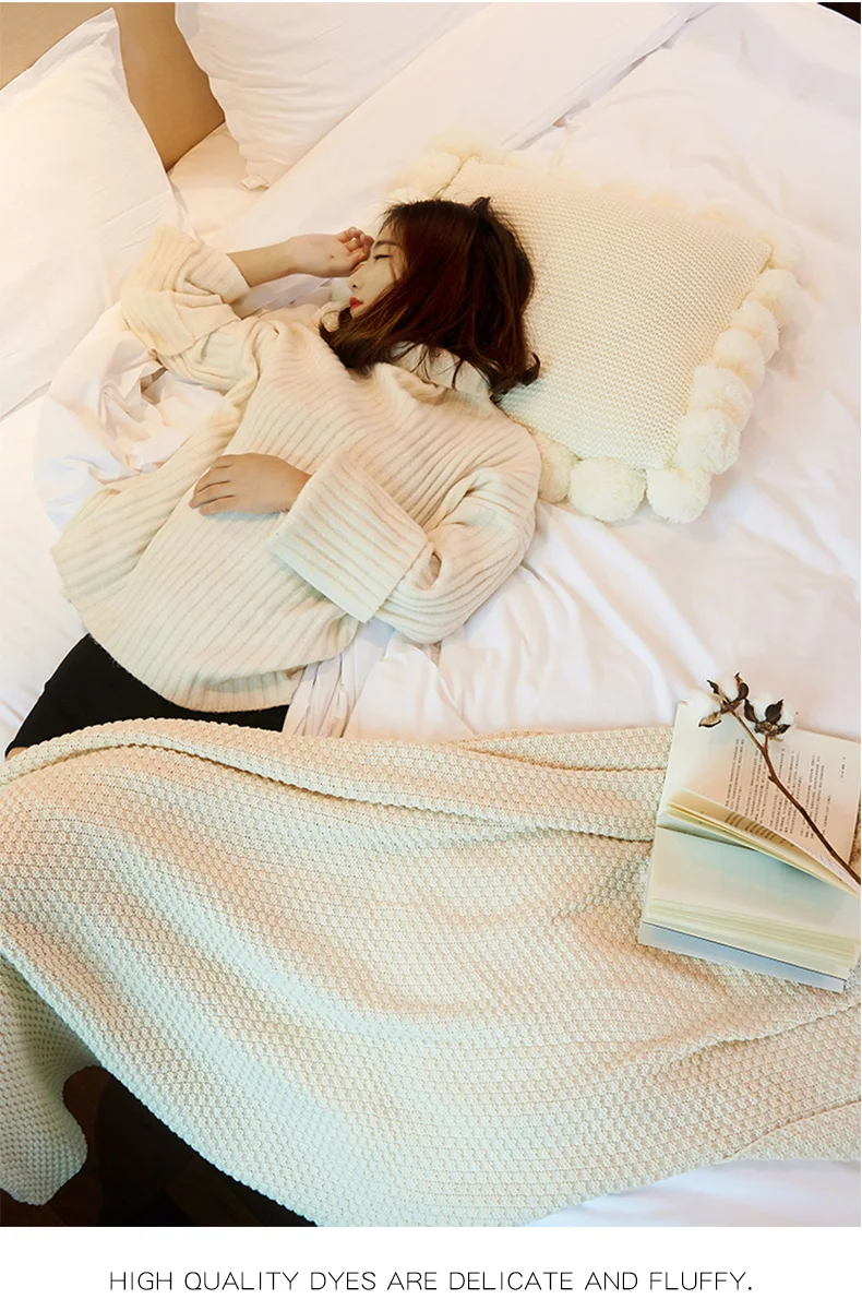 High Handmade quality cotton knit blanket, office&car rest blanket.Travel boarding blanket Christmas decoration blanket