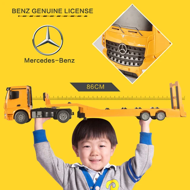 Double E 1/20 Remote Control Truck 2.4G Rc Car Long Construction Radio Controlled Machine Flatbed RC Car Toy Truck Trailer kids 1