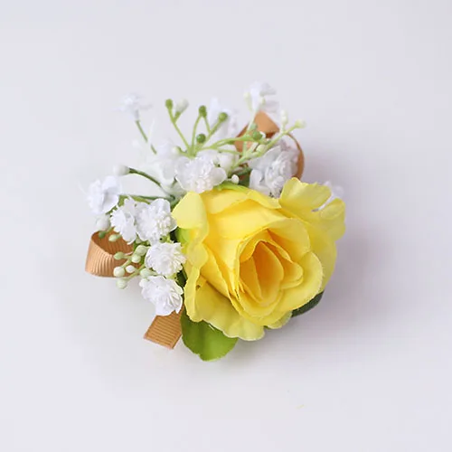 Wrist-2 Йо Чо искусственные подсолнухи жениха бутоньерка Buttonhole желтая бутоньерка Роза мужской свадебный корсаж заколка в виде цветка шелковой ленты Свадебный планировщик Свадебный корсаж цветок - Цвет: Wrist-2