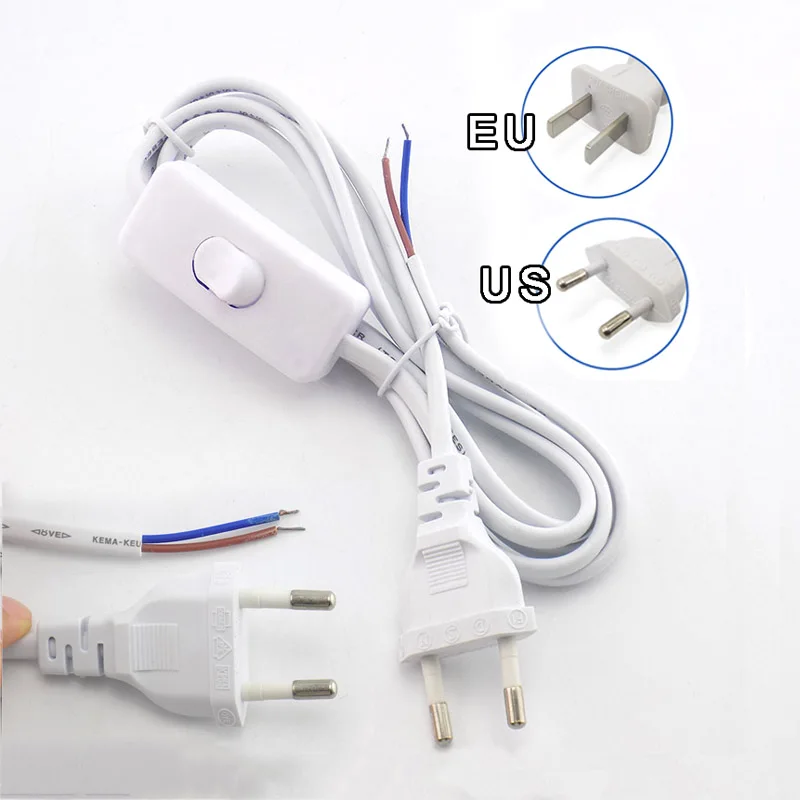 1.8m Ac Power Supply Cord On-off Switch Two-pin Extension Cords Cable ...