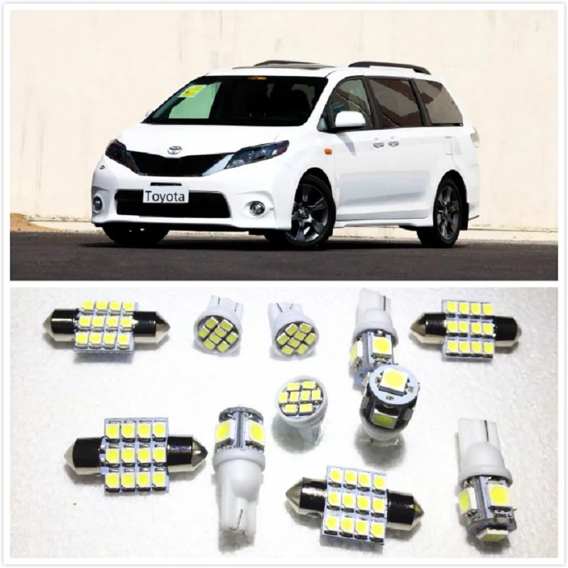 11 Set White Led Lights Interior Package 10 31mm Map Dome For Toyota Kluger Sienna Corolla Hiace Prius Rav4 Sequoia 1990 19 Toyota Sienna Lights Toyota Leddome Led Aliexpress